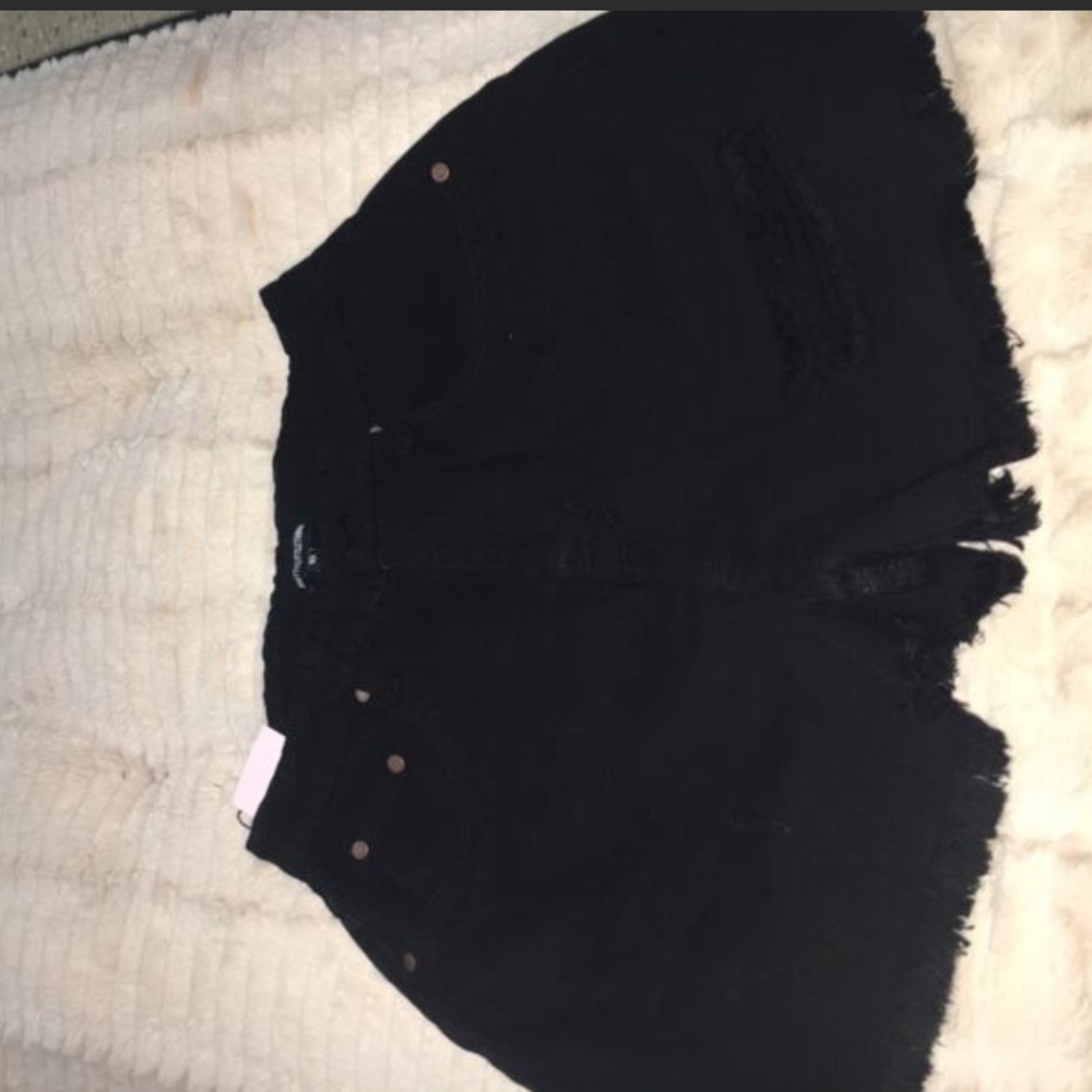 Shape Black Denim High Waisted Mom Shorts